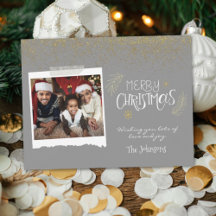 Modern Gold Glitter Gray-kerstfoto