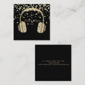 Modern Gold Glitter Headphone DJ, Confetti Vierkante Visitekaartje (Voorkant / Achterkant)