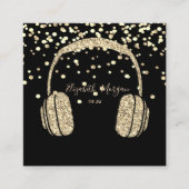 Modern Gold Glitter Headphone DJ, Confetti Vierkante Visitekaartje (Voorkant)