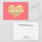 Modern Gold Glitter Heart Cadeaubon Kortingskaartje (Voorkant / Achterkant)
