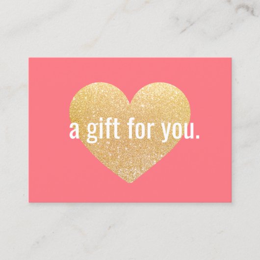 Modern Gold Glitter Heart Cadeaubon Kortingskaartje (Voorkant)
