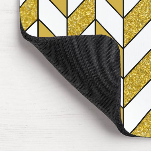 Modern Gold Glitter Herringbone Chevron Muismat (Hoek)