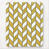 Modern Gold Glitter Herringbone Chevron Muismat (Voorkant)