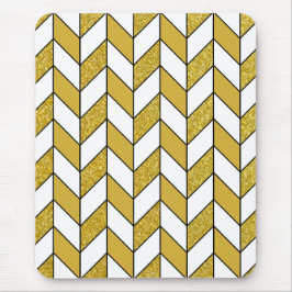 Modern Gold Glitter Herringbone Chevron Muismat
