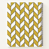 Modern Gold Glitter Herringbone Chevron Notitieboek (Achterkant)