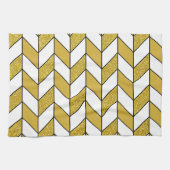 Modern Gold Glitter Herringbone Chevron Pattern Theedoek (Horizontaal)