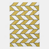 Modern Gold Glitter Herringbone Chevron Pattern Theedoek (Verticaal)