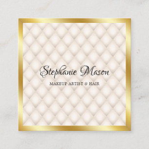 Modern Gold Glitter Ivory Makeup Artist Elegant Vierkante Visitekaartje