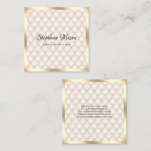 Modern Gold Glitter Ivory Makeup Artist Elegant Vierkante Visitekaartje (Voorkant / Achterkant)