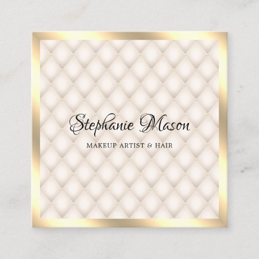 Modern Gold Glitter Ivory Makeup Artist Elegant Vierkante Visitekaartje (Voorkant)