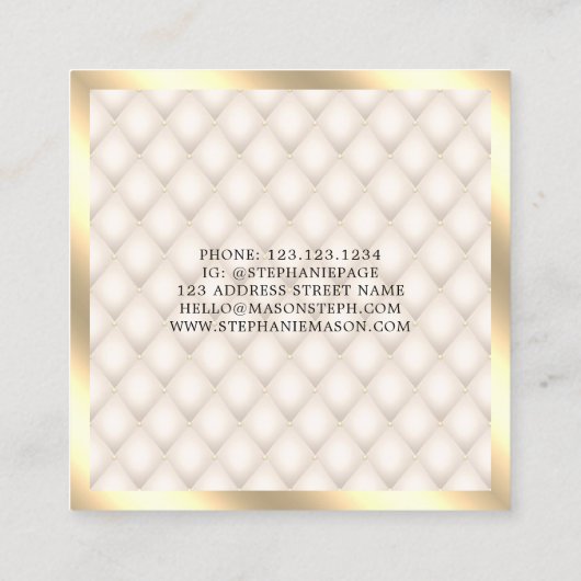 Modern Gold Glitter Ivory Makeup Artist Elegant Vierkante Visitekaartje (Achterkant)