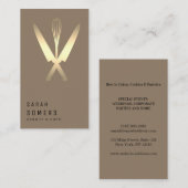 Modern Gold Glitter Knife & Whisk Bakery Business Visitekaartje (Voorkant / Achterkant)