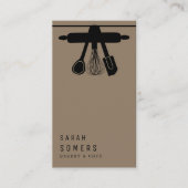 Modern Gold Glitter Knife & Whisk Bakery Business Visitekaartje (Voorkant)