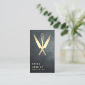 Modern Gold Glitter Knife & Whisk Bakery Visitekaartje (Staand voorkant)