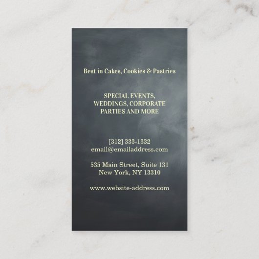 Modern Gold Glitter Knife & Whisk Bakery Visitekaartje (Achterkant)