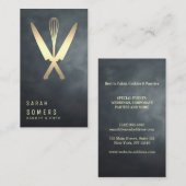 Modern Gold Glitter Knife & Whisk Bakery Visitekaartje (Voorkant / Achterkant)