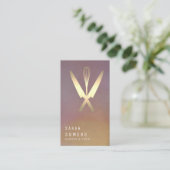 Modern Gold Glitter Knife & Whisk Bakery Visitekaartje (Staand voorkant)