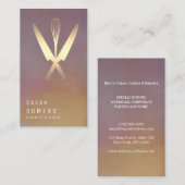 Modern Gold Glitter Knife & Whisk Bakery Visitekaartje (Voorkant / Achterkant)