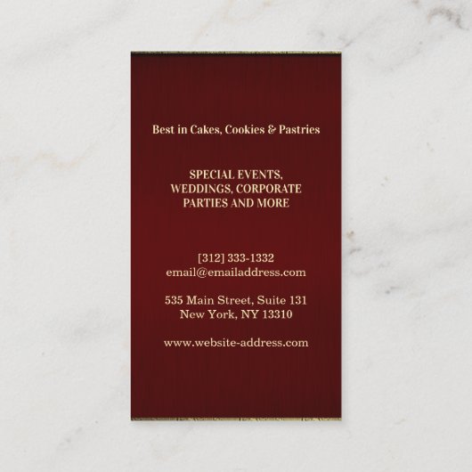 Modern Gold Glitter Knife & Whisk Bakery Visitekaartje (Achterkant)