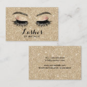 Modern Gold Glitter Lashes Makeup Artist Salon Visitekaartje (Voorkant / Achterkant)