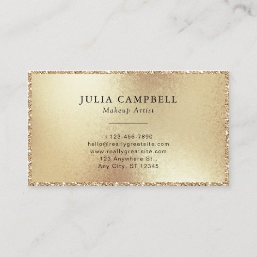 Modern Gold Glitter Lijst Script Monogram Visitekaartje (Achterkant)