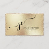 Modern Gold Glitter Lijst Script Monogram Visitekaartje (Voorkant)