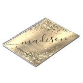 Modern Gold Glitter Metallic Monogram script Notitieboek (Linkerzijde)