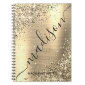 Modern Gold Glitter Metallic Monogram script Notitieboek (Voorkant)