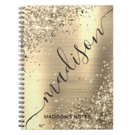 Modern Gold Glitter Metallic Monogram script Notitieboek