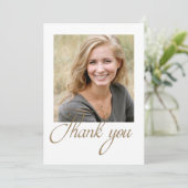 Modern Gold Glitter Minimalist Photo Afstuderen Bedankkaart (Staand voorkant)