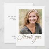 Modern Gold Glitter Minimalist Photo Afstuderen Bedankkaart (Voorkant / Achterkant)