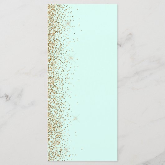 Modern Gold Glitter Mint Green Wedding Menu (Achterkant)