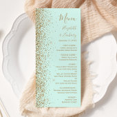 Modern Gold Glitter Mint Green Wedding Menu