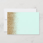 Modern Gold Glitter Mint Green Wedding RSVP Kaartje (Achterkant)