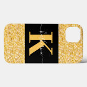 Modern Gold Glitter Monogram Hoesje-Mate iPhone Ca Case-Mate iPhone Case (Achterkant (horizontaal))