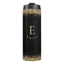 Modern Gold Glitter Monogram initiaal Naam zwart