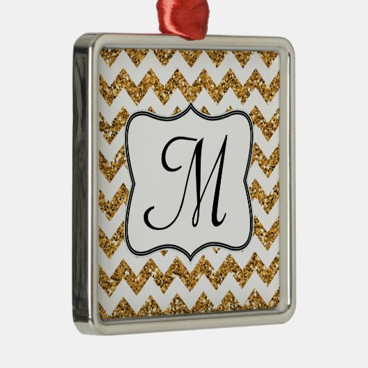 Modern Gold Glitter Monogram Initiaal Ornament (Rechts)