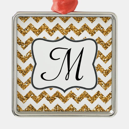 Modern Gold Glitter Monogram Initiaal Ornament (Voorkant)