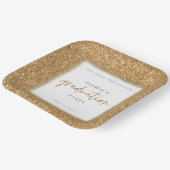 Modern Gold Glitter Name Gradution Party White Papieren Bordje (Gebogen)