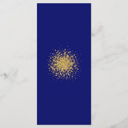 Modern Gold Glitter op Royal Blue Menu (Achterkant)