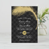 Modern Gold Glitter Peacock Feather Luxury Wedding Kaart (Staand voorkant)