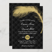 Modern Gold Glitter Peacock Feather Luxury Wedding Kaart (Voorkant / Achterkant)