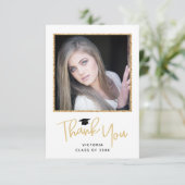 Modern Gold Glitter Photo Afstuderen Hartelijk dan Bedankkaart (Staand voorkant)