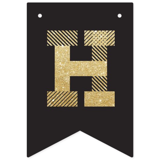 Modern Gold Glitter Photo & Happy Birthday Banner (Tweede vlag)