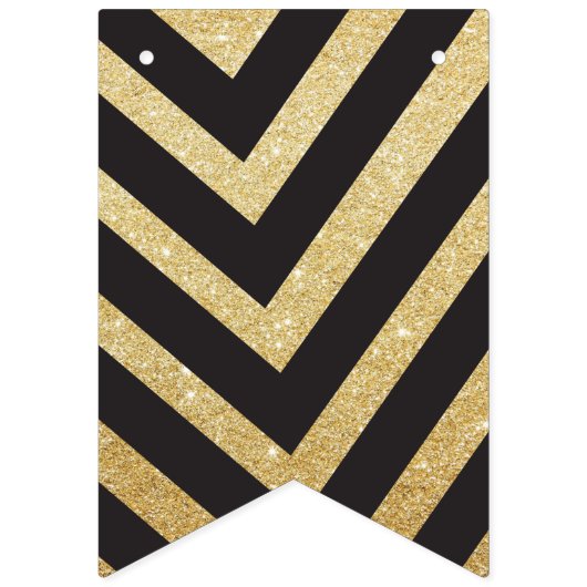 Modern Gold Glitter Photo & Happy Birthday Banner (Eerste vlag)