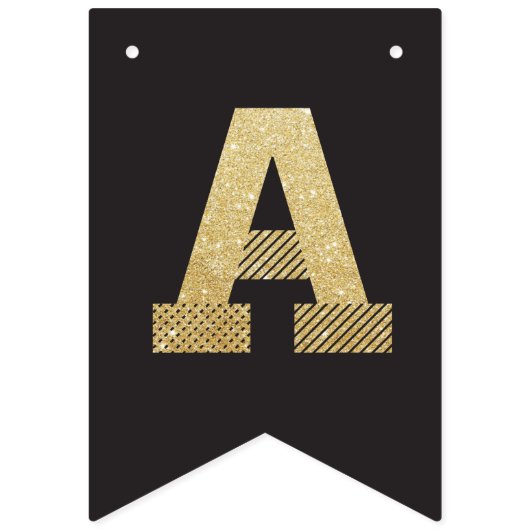 Modern Gold Glitter Photo & Happy Birthday Banner (Derde vlag)