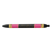 Modern Gold Glitter Pink Linen Blauwe Inkt Pen (Voorkant)