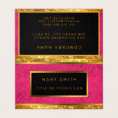 Modern Gold Glitter Pink Linen Visitekaartje (Buitenkant ongevouwen)