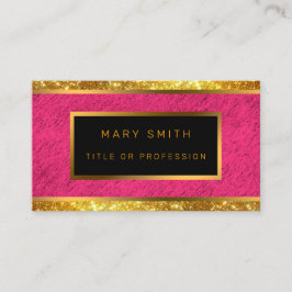 Modern Gold Glitter Pink Linen Visitekaartje