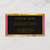Modern Gold Glitter Pink Linen Visitekaartje (Achterkant)